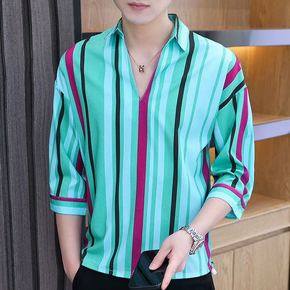 Casual Shirts Men Striped Summer Shirt 
