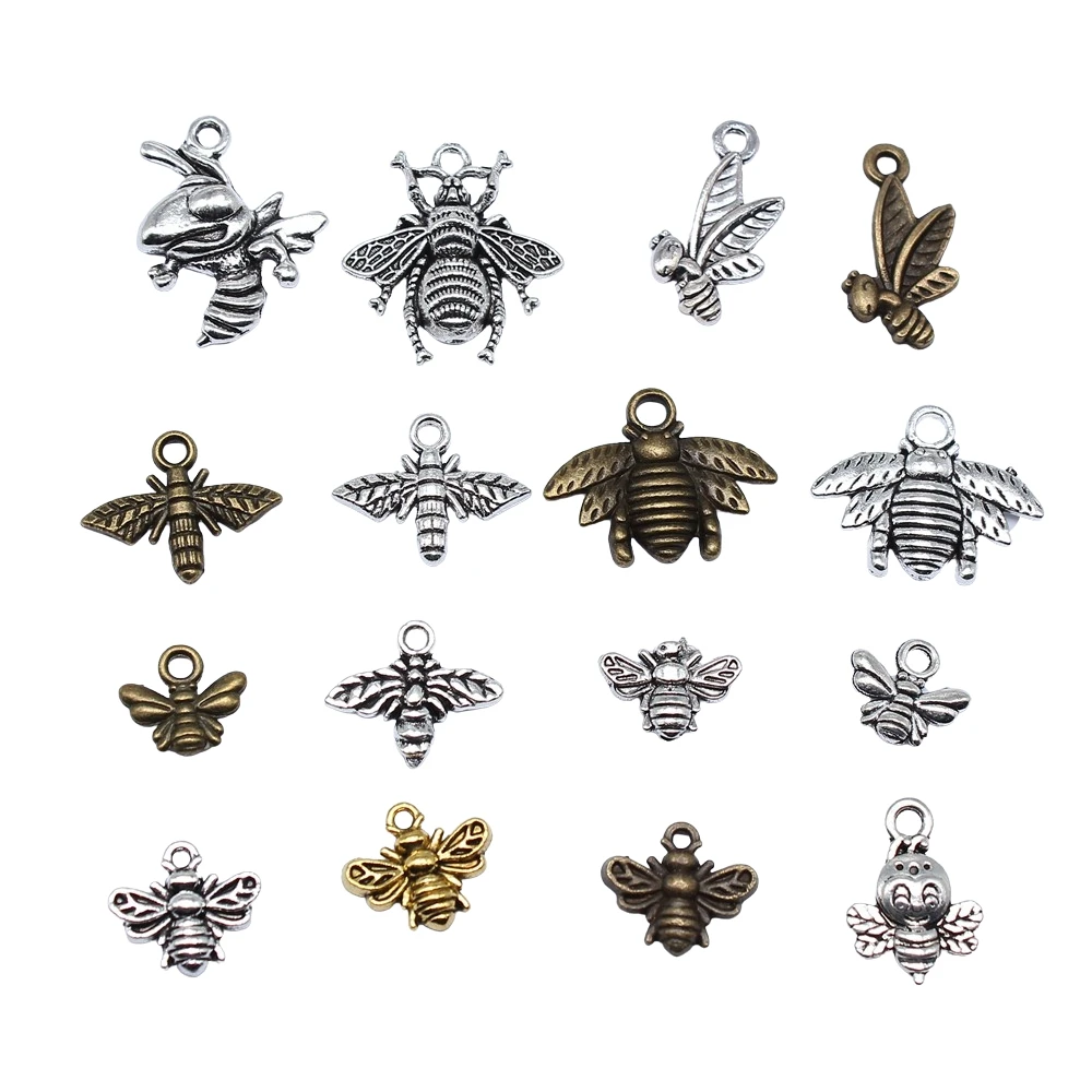 

20pcs Charms Bee Tibetan Bronze Silver Color Pendants Antique Jewelry Making DIY Handmade Craft