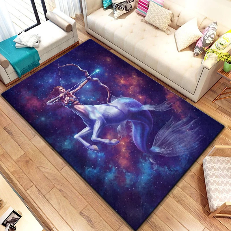 Twelve constellations Mermaid series HD Printed Carpet Household Rug Children's Living Room Modern Simple Floor Mat Office Gifts
