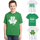 Детская Зеленая Футболка Happy St, модная повседневная футболка для мальчиков с рисунком на удачу, Детская футболка, праздничный подарок