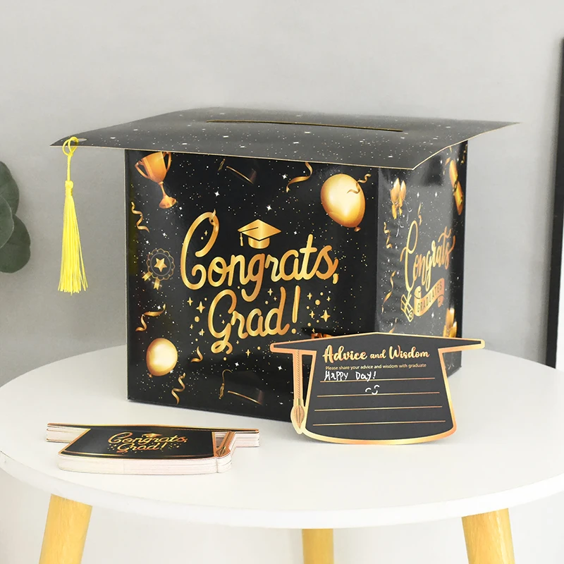 

Celebrate Graduation Display Game Decorated Ballot Box Congrats Grad Bachelor Hat Cap Shape Vote Cards Graduation Party Supplies