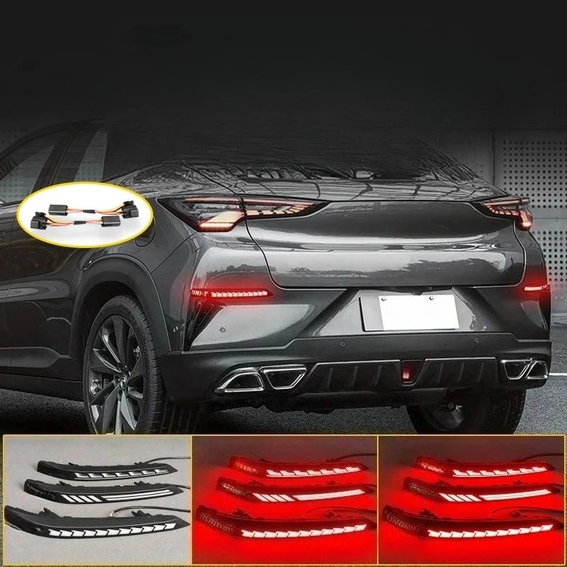 Фото Для Changan UNIT UNI-T 2020-2026: Светодиодный задний бампер-отражатель, ДХО, динамический указатель поворота, стоп-сигнал, модификация №4