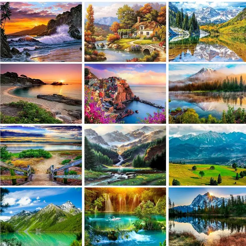 

GATYZTORY Painting By Numbers On Canvas With Frame Diy Kit Scenery Drawing Acrylic Paint Oil Picture Of Coloring By Numbers Art