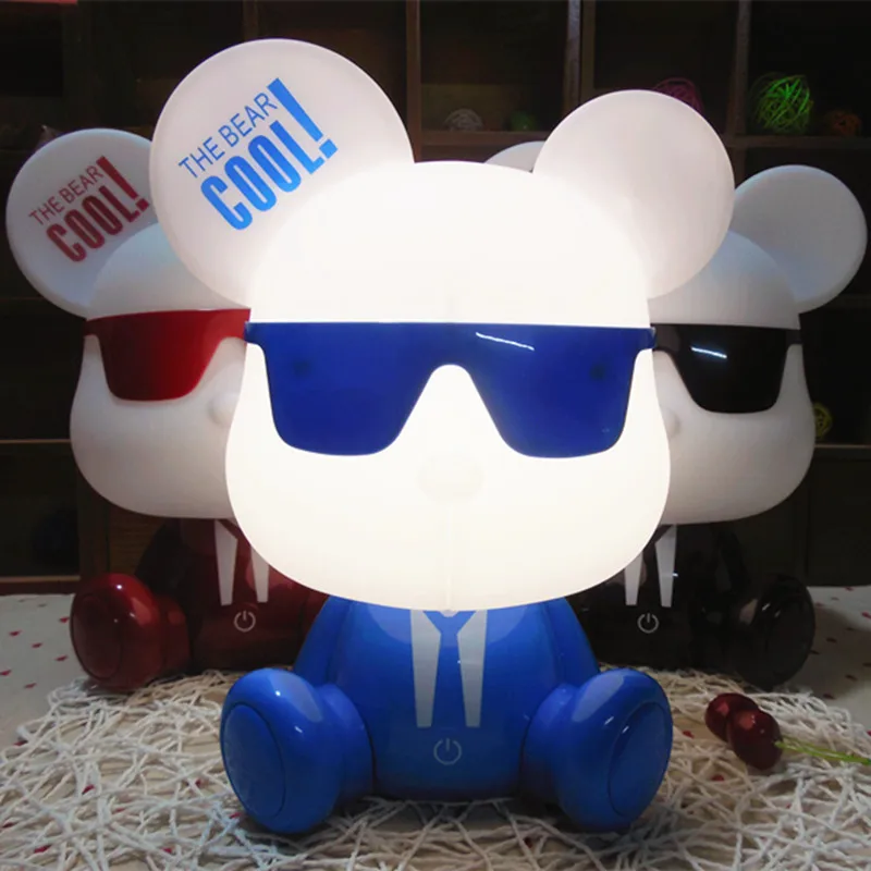 Ночник с мультяшным медведем светодиодный регулируемый сенсорный выключатель