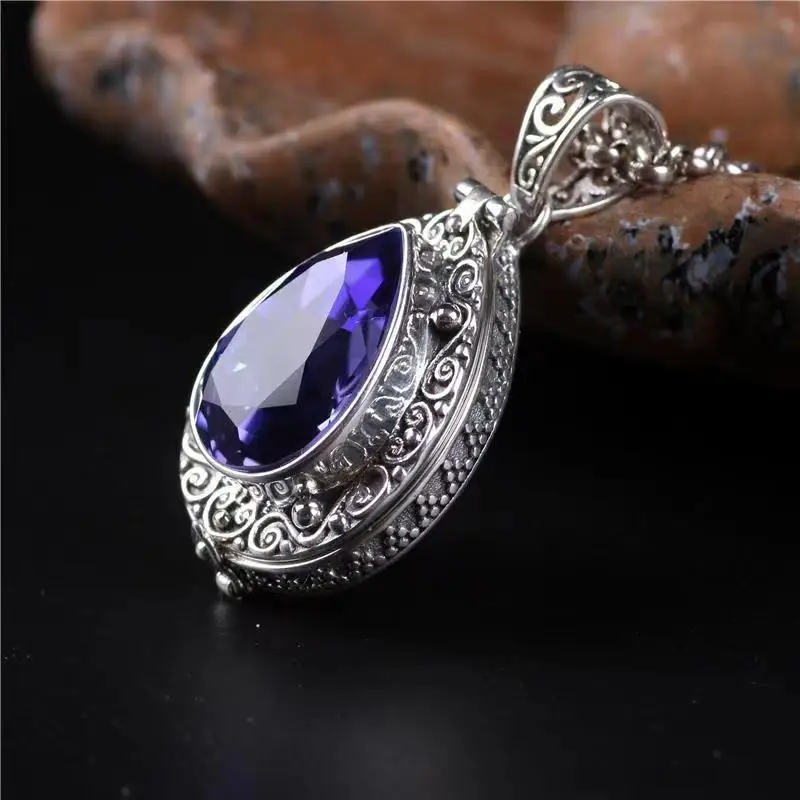 Индивидуальная Изысканная резная коробка с инкрустированным аметистом в форме