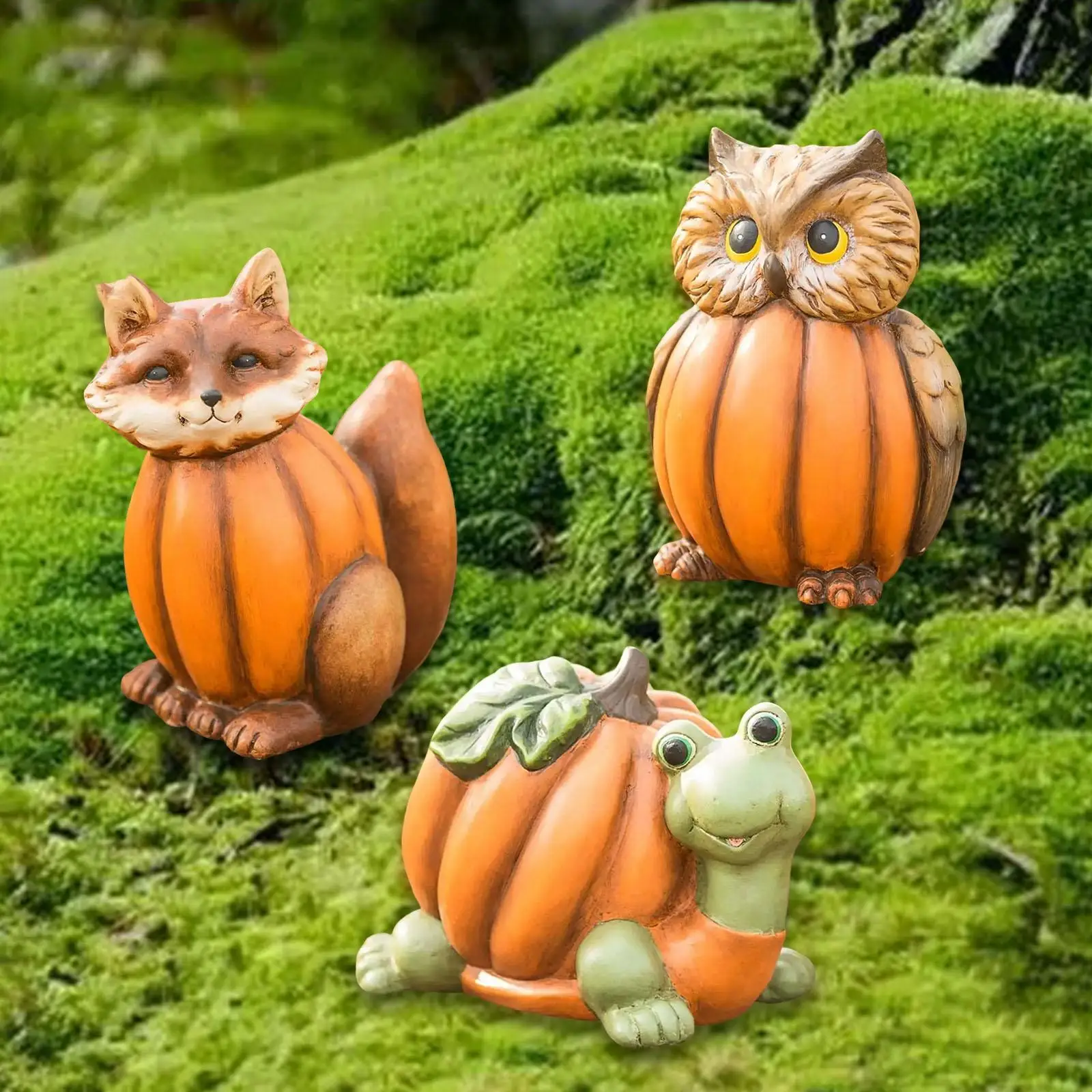

Halloween Sculpture Table Crafts Artworks Autumn Ornament Pumpkin Animal Figurine for Lawn Yard Outdoor Room Wine Cabinet