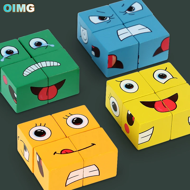 

Gezicht Emotie Veranderen Blokken Uitdrukkingen Puzzels Educatief Speelgoed Kinderen Kids Cube Games Vroeg Leren Geometrie