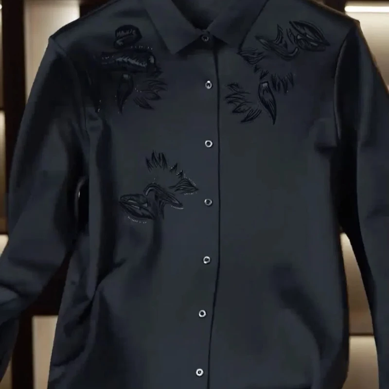 Китайская Шикарная новая Флокированная нежелезная рубашка с принтом Мужская