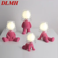dlmh nordic table lamp creative resin pink people shape desk light novelty led for home children bedroom living room decor