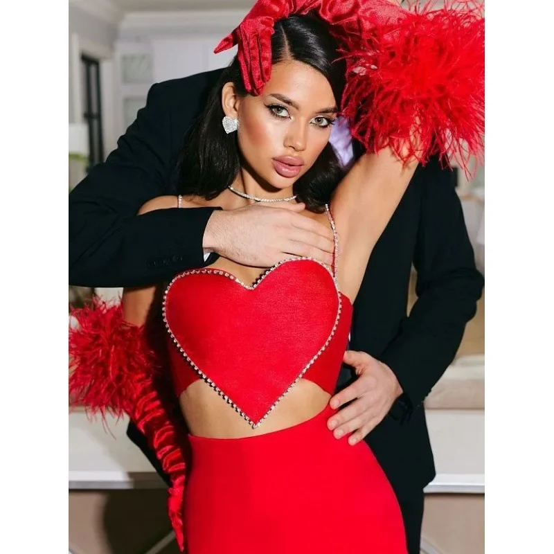 Пикантная майка в форме сердца без бретелек Женский Алая красная экспозиция