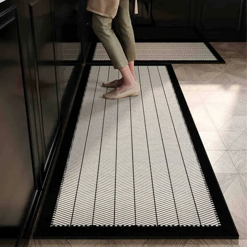 

Кухонный ковер, водонепроницаемый маслостойкий напольный коврик из ПВХ, нескользящие коврики для ног, длинная полоска, украшение для дома, ковер Alfombra De Cocina