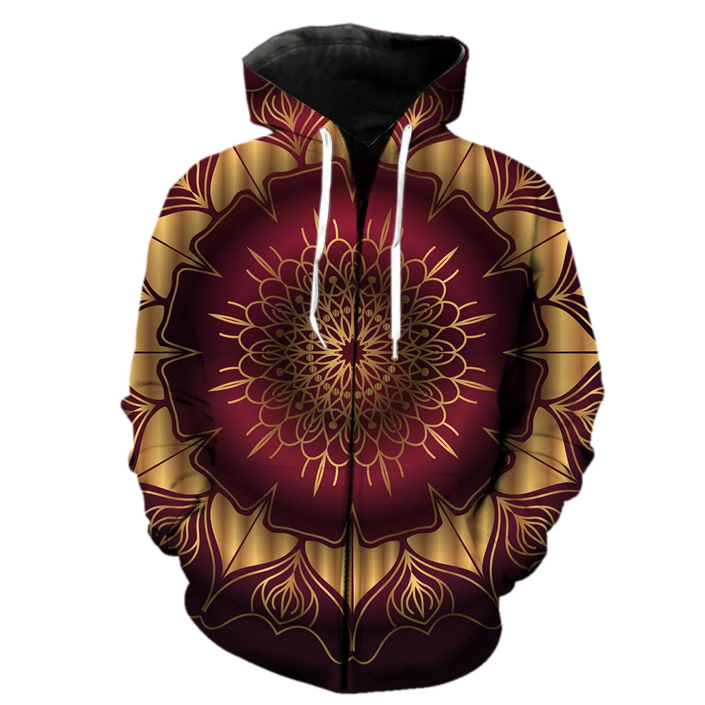 

Mandala Men's Zipper Hoodie Unisex Teens Long Sleeve Tops 2022 Hot Sale Cool Sweatshirts Casual Spring Streetwear Funny Harajuku