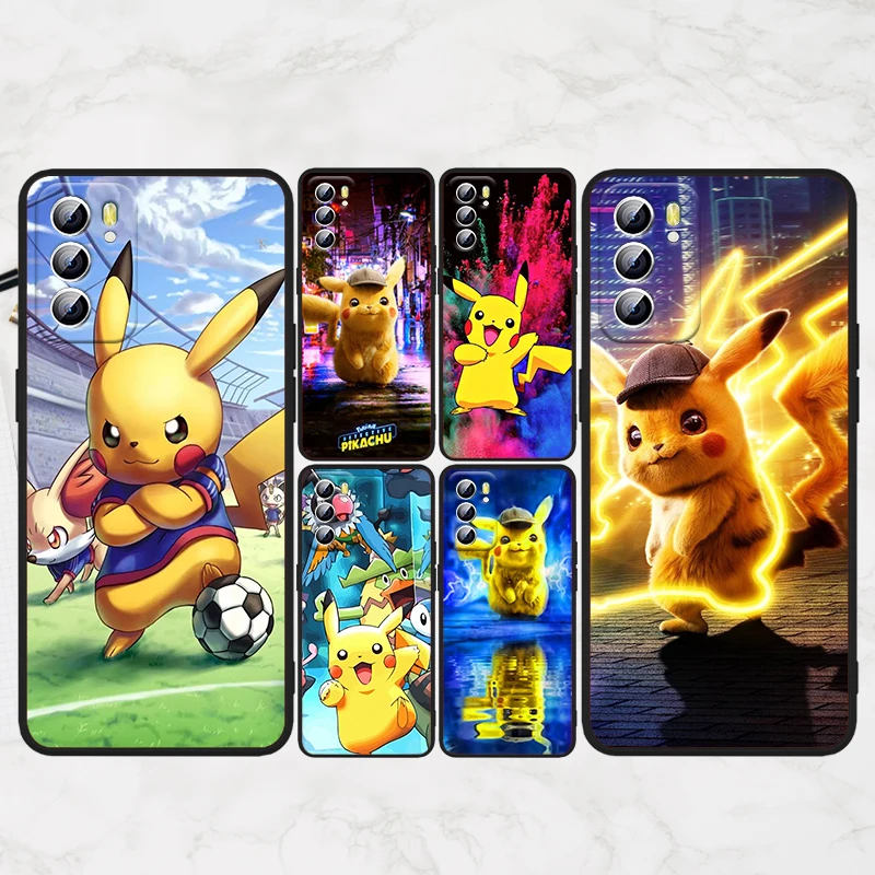 

Cartoon Pikachu Pokemon Phone Case For OPPO Reno 8 7 6 5 4 2 Z Lite Pro Plus SE 4G 5G Soft TPU FUnda Black Silione Cover
