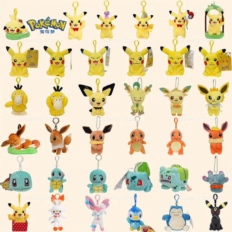 

New Pokemon Plush Toy Anime Figures Pikachu Eevee Sylveon Mbreon Snorlax Psyduck Pokemon Keychain Doll Bag Pendant Gift for Kids