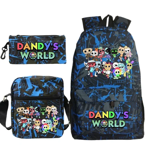 Школьный рюкзак Dandys World для мальчиков и девочек, детская школьная сумка с героями мультфильмов, Mochila Dandy's World, студенческий рюкзак, сумка, 3 шт./компл., подарок