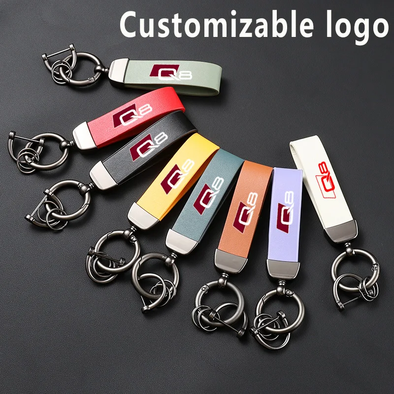 

Новый высококачественный автомобильный брелок из искусственной кожи, подвесной брелок для ключей, брелок для ключей для audi Q8 с логотипом для мужчин и женщин, аксессуары