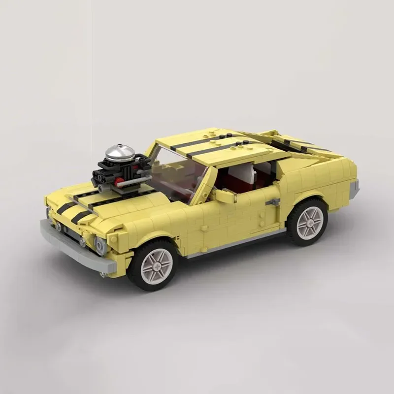 Конструктор Moc классический винтажная гоночная желтая модель машины Mustang