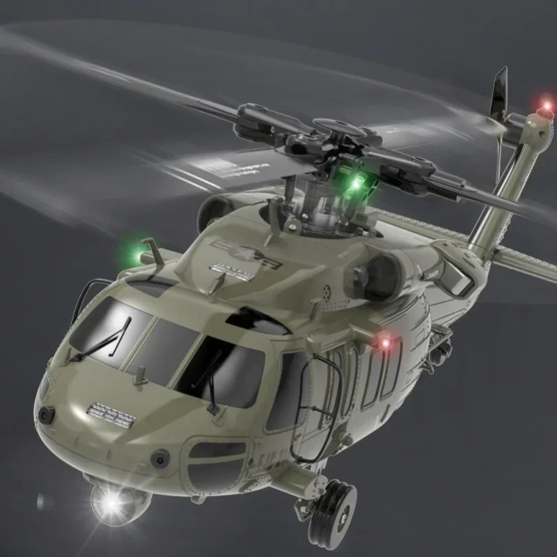 Вертолет с дистанционным управлением Yxznrc F09 Uh60 6ch 6-осевой гироскоп черный ястреб