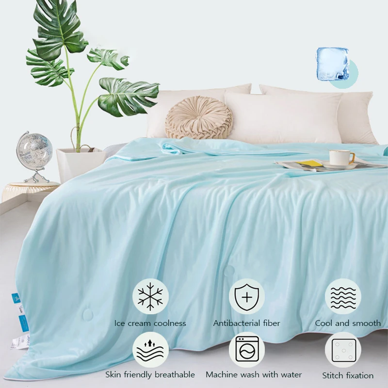 

Quilt Cooling Air Quilt Blankets Conditioner Lightweight Breathable Skin-friendly Summer Comforter Cooling Side Double Silky