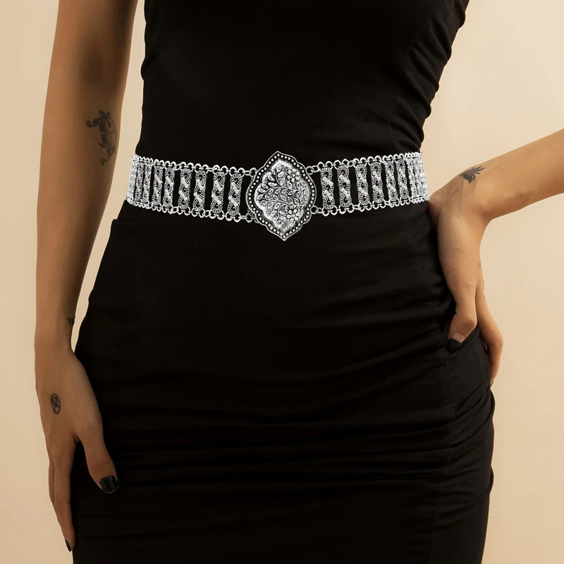 

Женская цепочка для живота С Вырезанным цветком, винтажная цепь в стиле бохо, в этническом стиле, с ажурным узором, соблазнительное богемное...