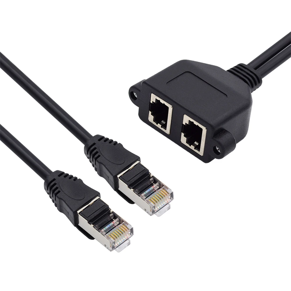 

Chenyang Dual Ports UTP Cat6 Male to Female Lan Ethernet Network Extension Cable 8P8C FTP STP with Panel Mount Holes