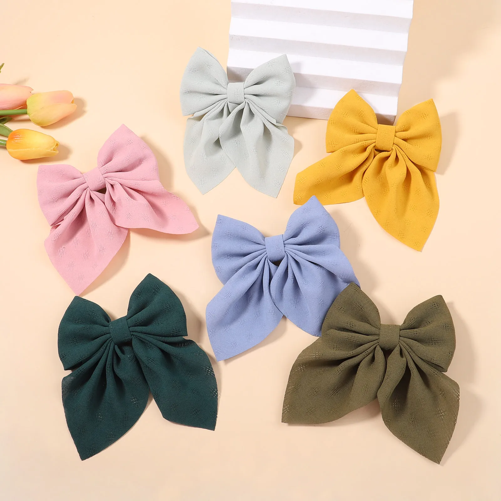 

1Piece 5'' Solid Color Bows Hair Clip For Women Girls Elegant Cute Hair Pins Barrettes Spring Summer Headwear Hair Accessories