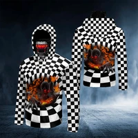 checkered pattern flame skeleton skull 3d all over printed bandana hoodie us size women for men casual pullover hoodie mask warm