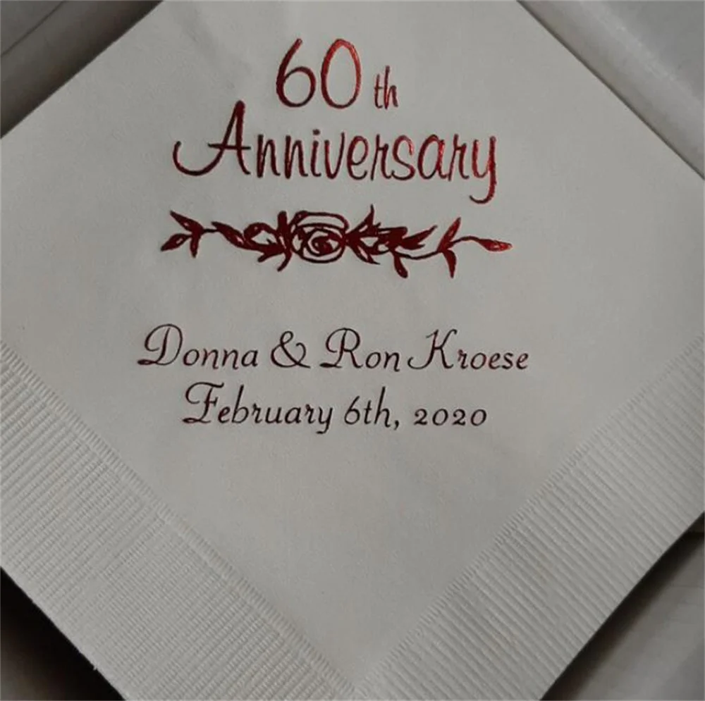 Салфетки на годовщину 60-летия набор персонализированных салфеток с принтом в