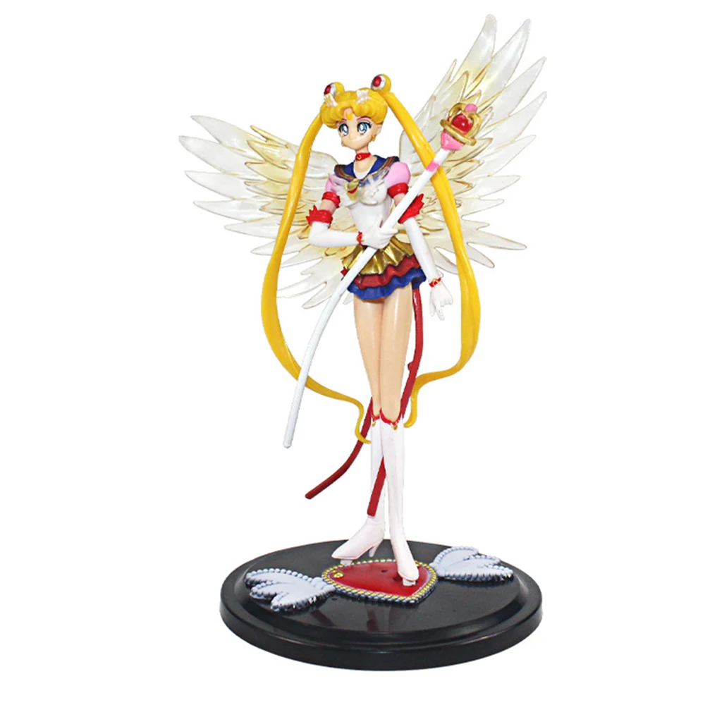 

Sailor Moon Figure Anime Stand Model Big Wing Trendy Cartoon Desk Sign and Car Toy Cake Ornament for Women Girls Gifts
