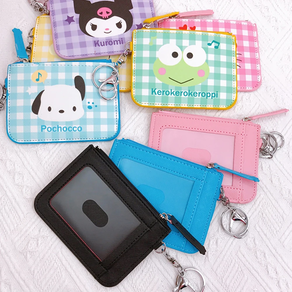 

Cute Sanrioed Keychain Pendant Kawaii Anime Cartoon Hello Kittys My Melody Kuromi Zipper Coin Purse Multi-Function Mini Card Bag