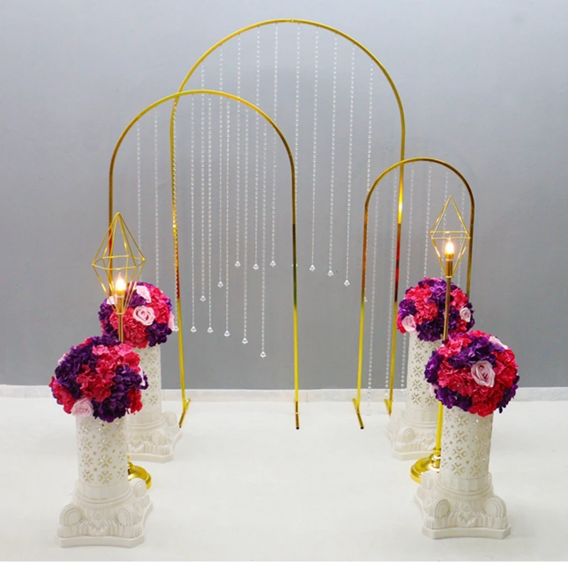 

3 шт./компл. позолоченная блестящая Высокая горная занавеска из бисера, дверь, цветок, подставка вечерние ринки, свадьбы, арка, реквизит, деко...