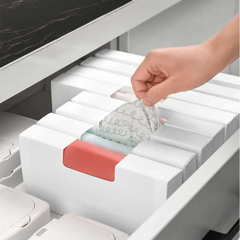 

Garbag Bag Organizers Storage Box Desk Organizer Wall Mounted Freezer Bags Holder for Kitchen Trash Bags Bedroom Drawer Tools
