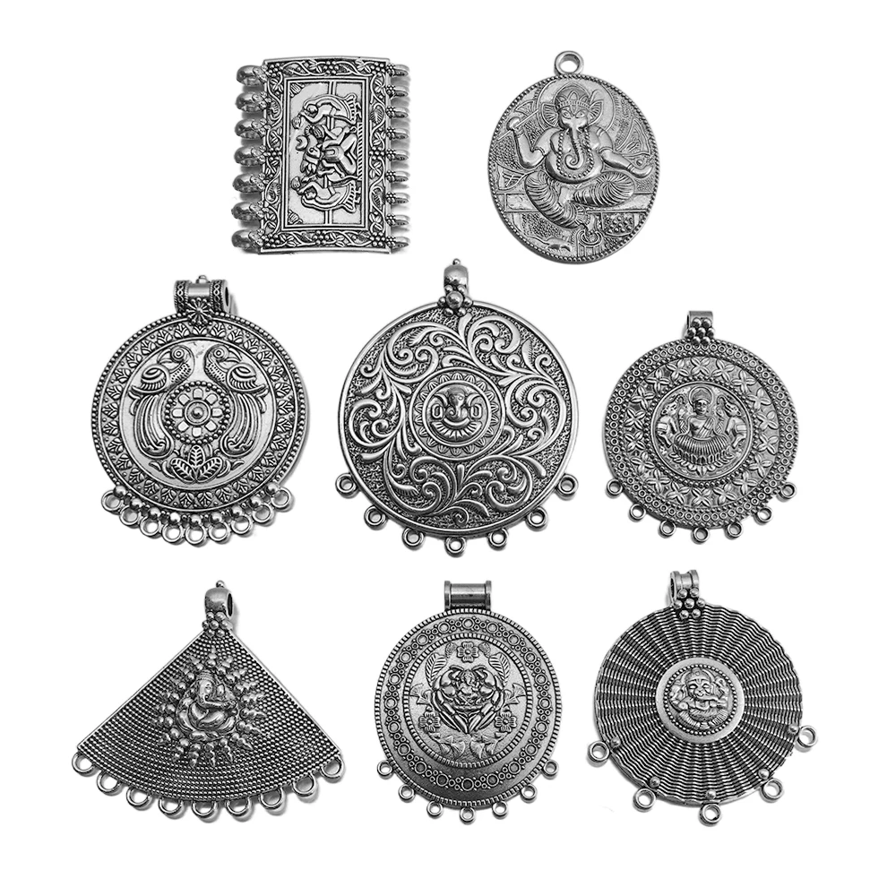 

1pcs Tibetan Silver Large Ganesha Elephant God of Beginnings Charms Pendants for Necklace Jewelry Making Findings