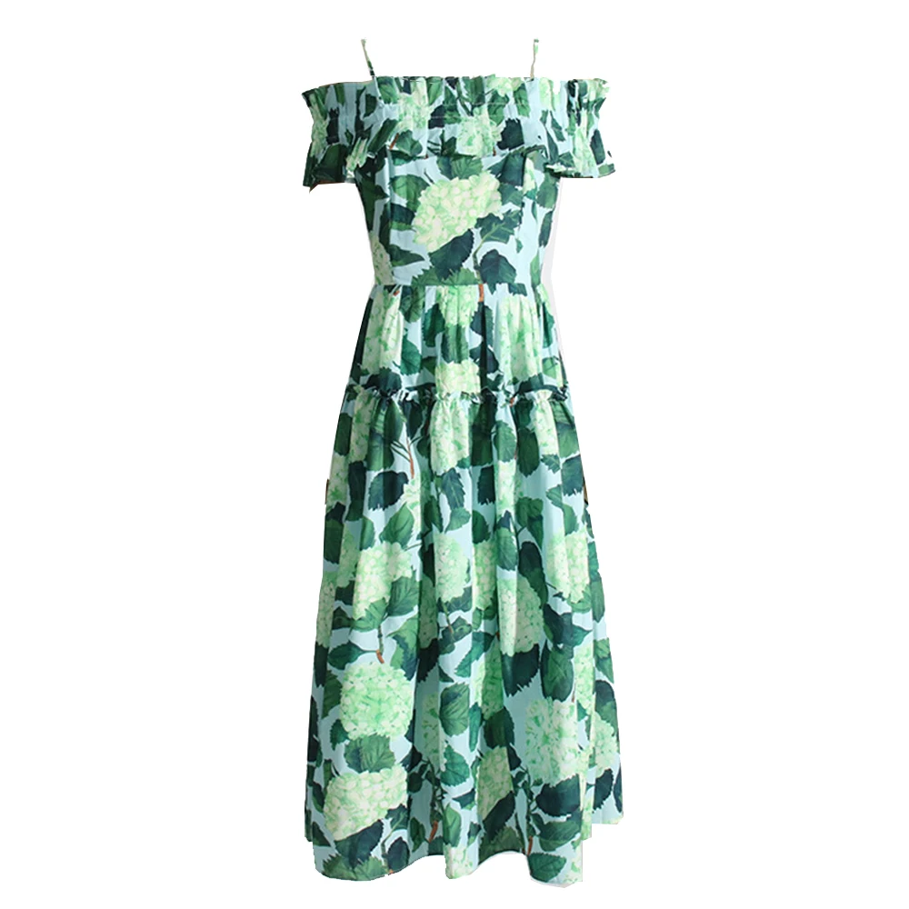 

Женское платье без рукавов с цветочным принтом и оборками