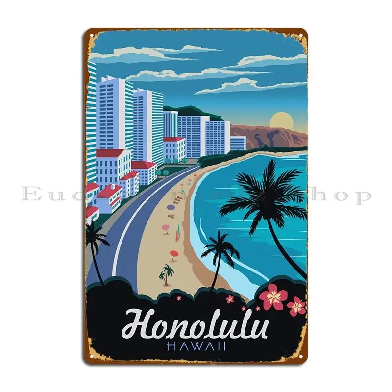 Honolulu Гавайи путешествия металлический знак винтажный гаражный принт паб создают