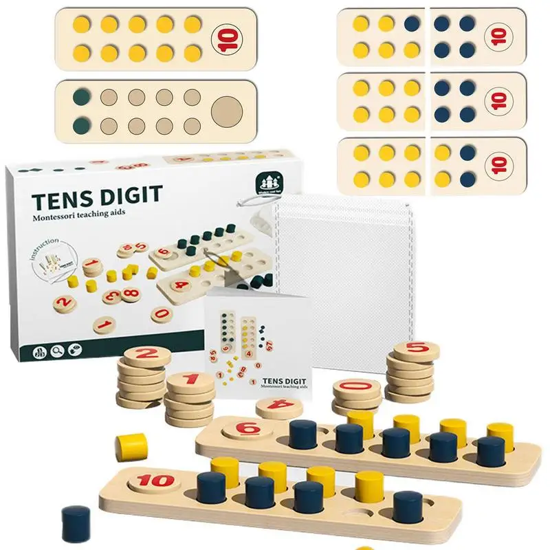 

Деревянная математическая обучающая доска, 0-10 цифр, Обучающие добавки и вычитание, подсчитывающие цифры, игрушка Монтессори