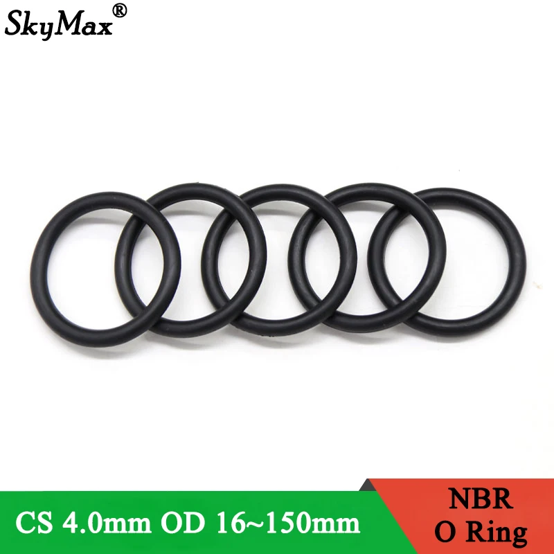 

10Pcs Black O Ring Gasket CS 4mm OD 16mm ~ 150mm NBR Automobile Nitrile Rubber Round O Type Corrosion Oil Resistant Seal Washer