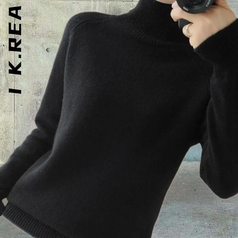

I K.Rea Turtleneck Knitted Fashion Women Sweater Sweet Warm Women Sweaters Cheap Slim Women's Jumper 2022 Soft Jumper Female