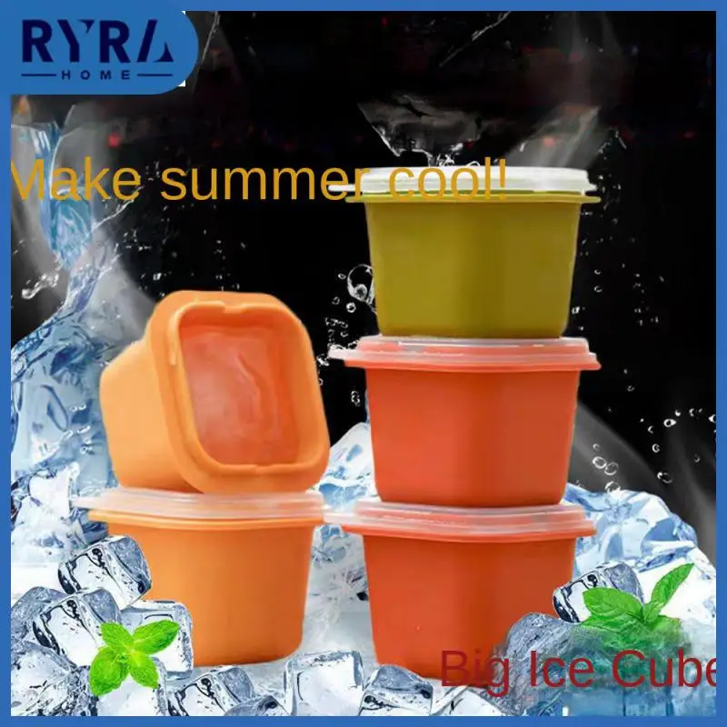 

2/4/5PCS Easy Release Ice Hockey Diy Large Ice Mold Square Maker Silicone Kitchen Gadgets With Lid Homemade Ice Mold