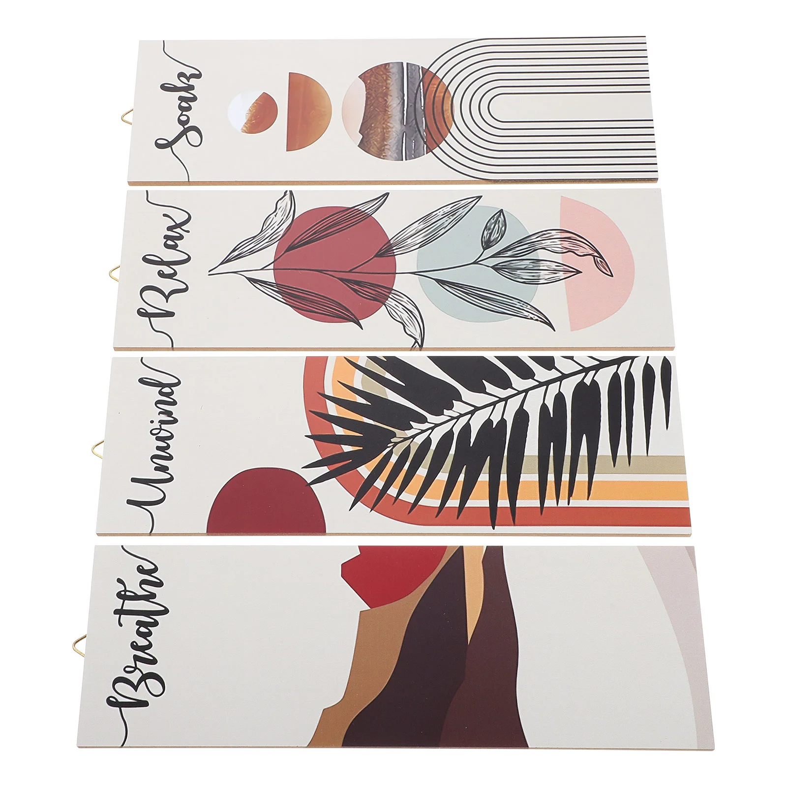 

4Pcs Bohemia Style Bedroom Decorative Wood Wall Arts Abstract Bohemia Wall Plaques Relax Soak Unwind Breathe Signs