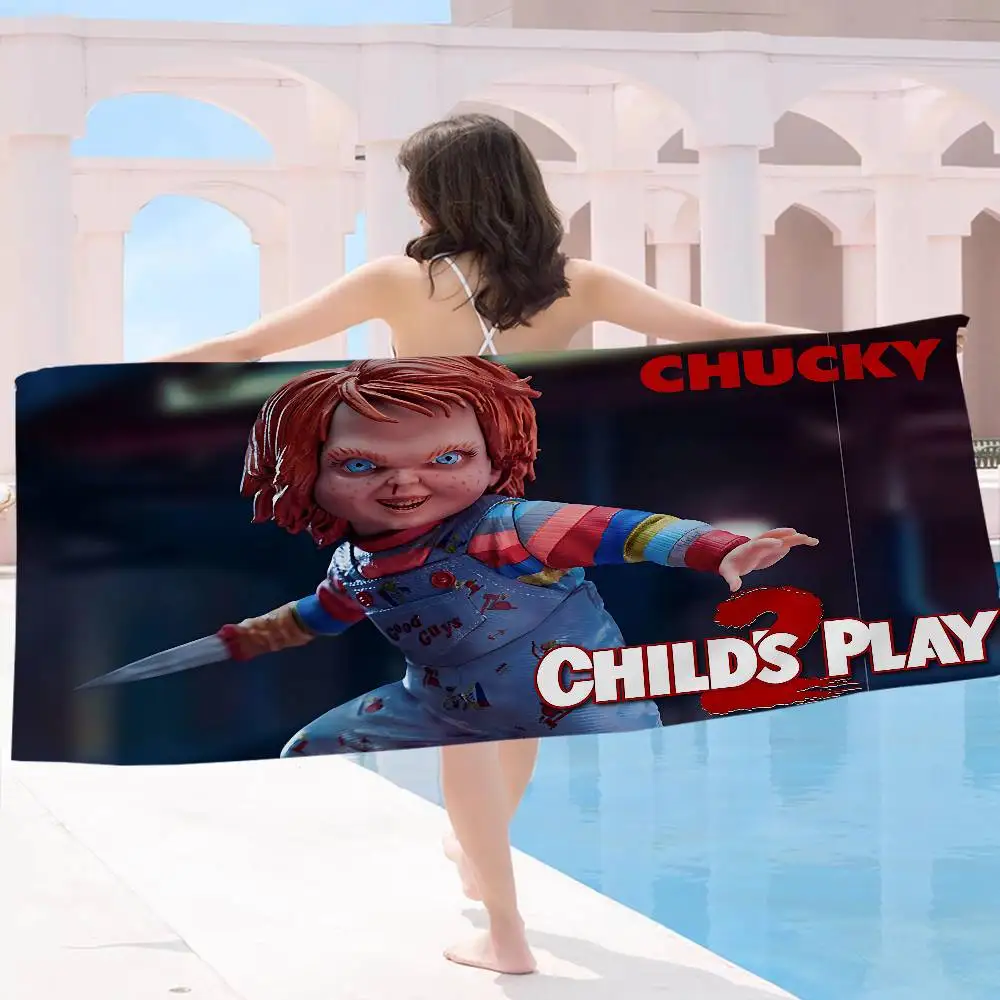 Фото Пляжное полотенце с принтом из фильма ужасов C-Child P-Play, красочные банные полотенца для девочек, из микрофибры, быстросохнущие, без песка, для пляжа, спа, спортзала, бассейна №4