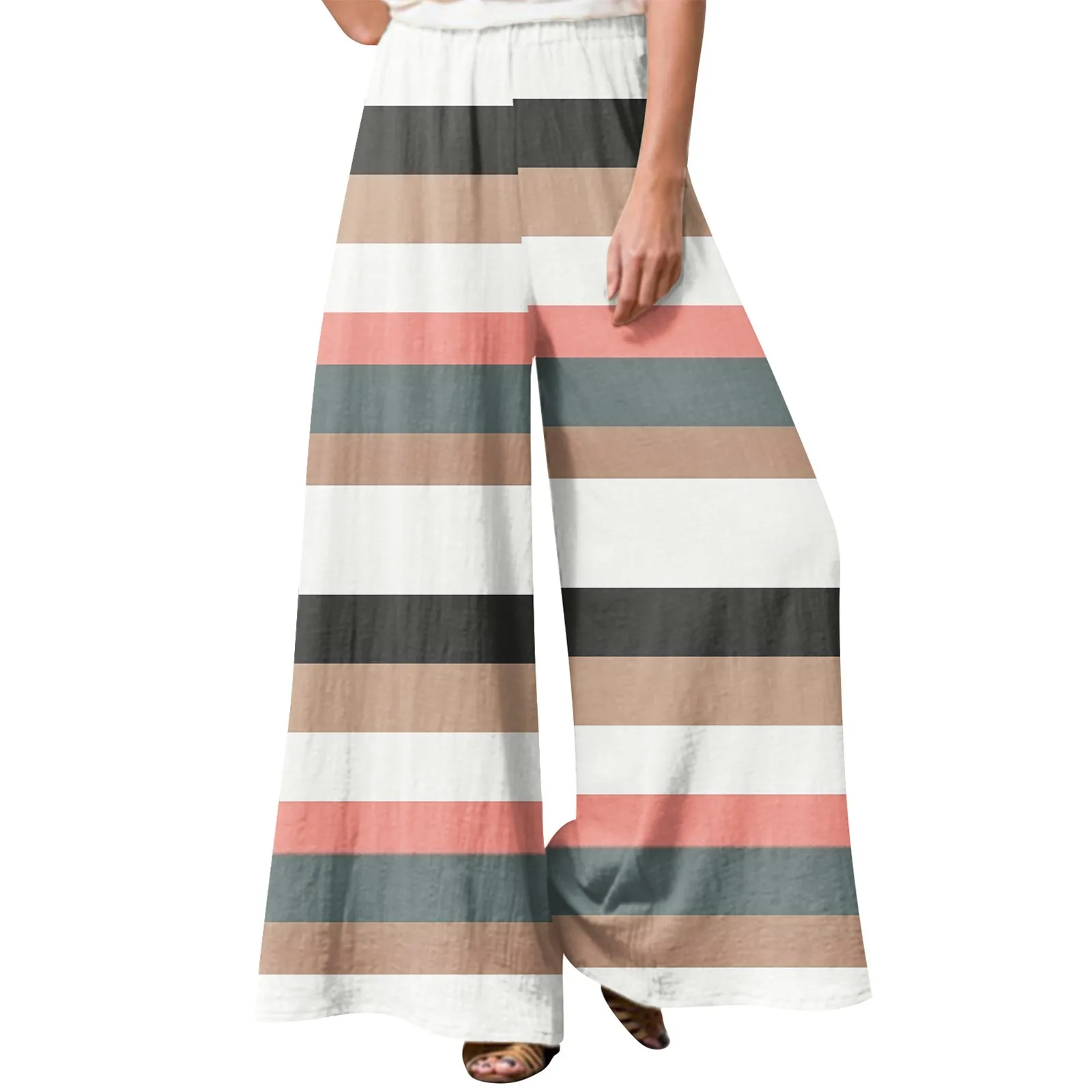 

Женские повседневные брюки, брюки в полоску с принтом, мешковатые широкие брюки, винтажная одежда 2023, женские брюки 2023