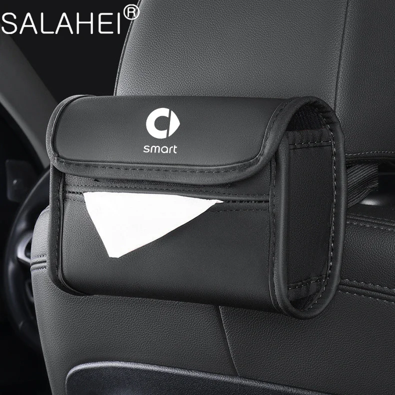 

Car Sun Visor Hanging PU Leather Tissue Box Creative Holder For Smart Fortwo Forfour 453 451 450 Crossblade City Cabrio City-C