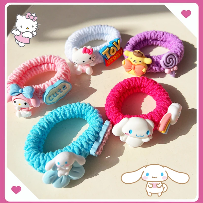 

Sanrioed Hairtie Kawaii Ponytail Band Bracelet Hair Ornaments Elastic Anime My Melody Cinnamoroll Kt Cat Cute Kids Girls Gifts