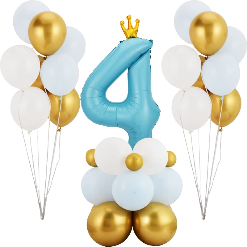 33 шт./компл. шары в виде короны голубые металлические украшения для 1-го дня