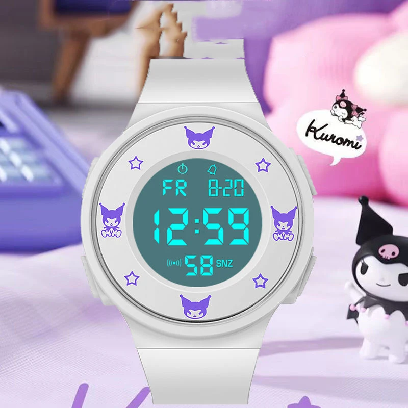 Kawaii Anime Kuromi Sanrio Cute Cartoon Character Girly Heart Student Sport Waterproof Electronic Watch Toys for Girls