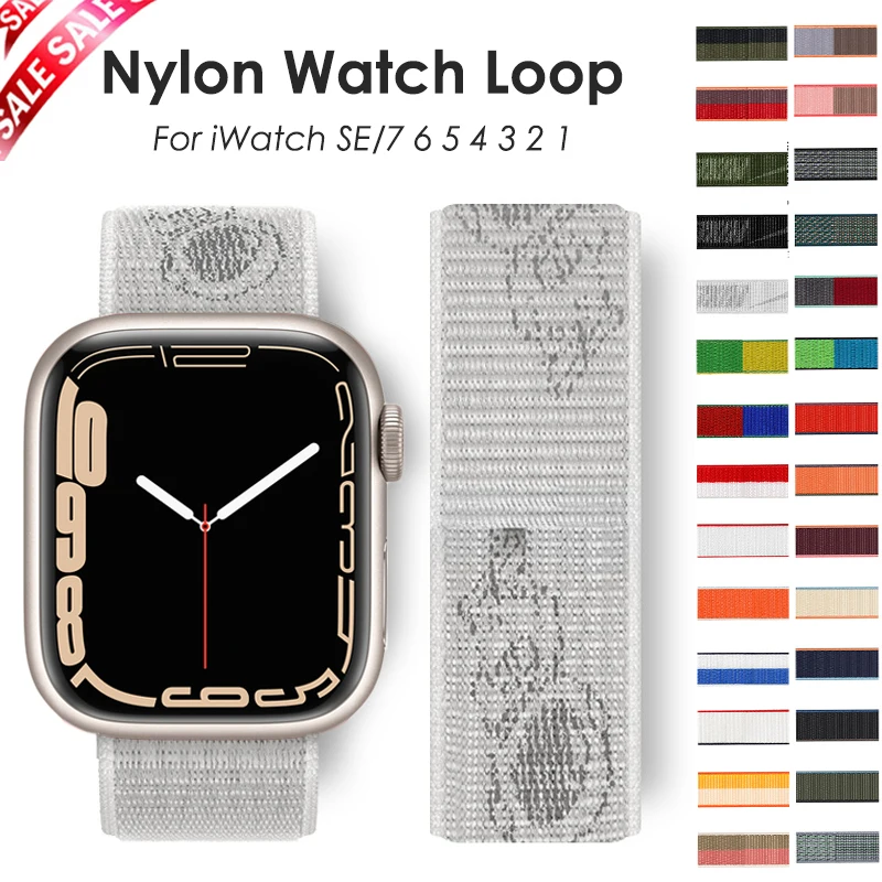 

Ремешок нейлоновый для Apple Watch, спортивный браслет для смарт-часов iWatch 1 2 3 4 5 6 7, 41 мм 45 мм 44 мм 40 42 мм 38 мм