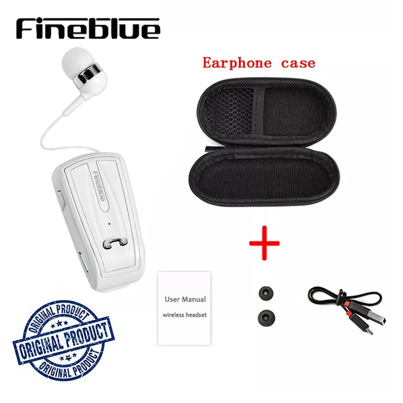 

Fineblue F-V6 In-ear Retractable Earphone Business Headphones Wear Clip Bluetooth V5.0 Earbuds with Mic