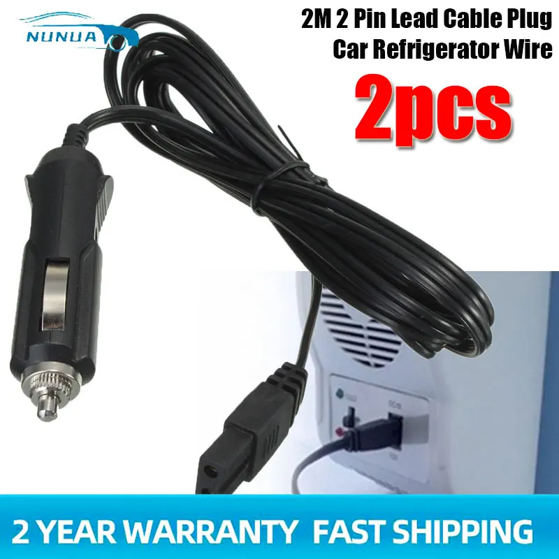 Lighter Power Cord 2 Pin Lead Cable Plug Wire Car Refrigerator Cigarette