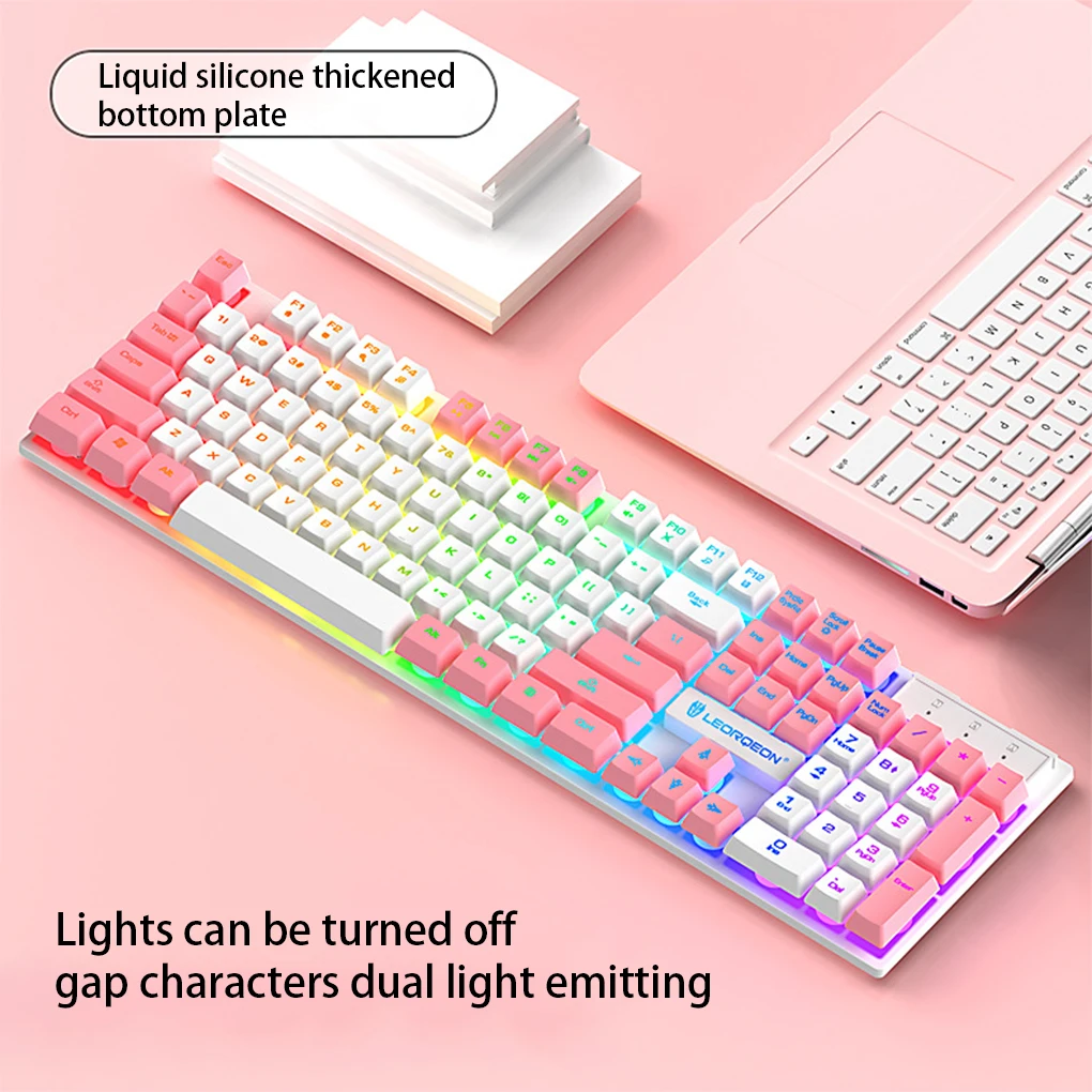 

Colorful Matching USB Keyboard Wired Mechanical Key Board Backlit Fashion with Support Keypad for PC Gamer Desktop Gray